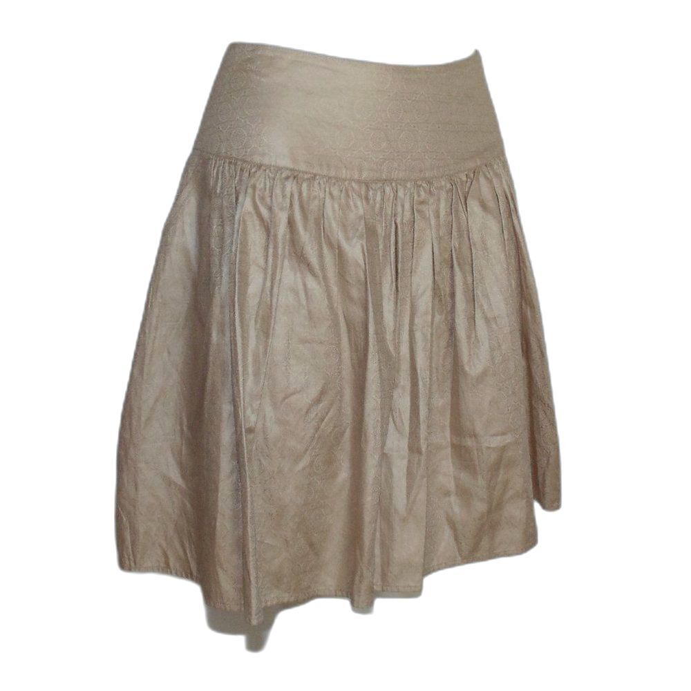 JENNY HAN Skirt, L, Jacquard Floral, Golden/Tan/Champagne, Side Zip, Cotton - Picture 3 of 12